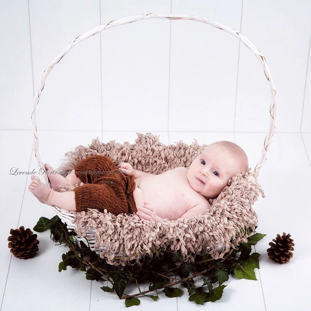 2PCS/Lot Mix color Hand Crochet Soft Round Baby Fringe Blanket Diameter 50cm Newborn Photography Props Photo Shoot Accessories