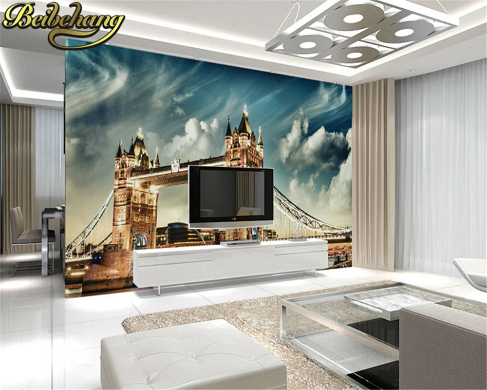 beibehang london tower bridge graphic wall art decorative wall coverings papel de parede 3d photo mural wallpaper for walls 3 d