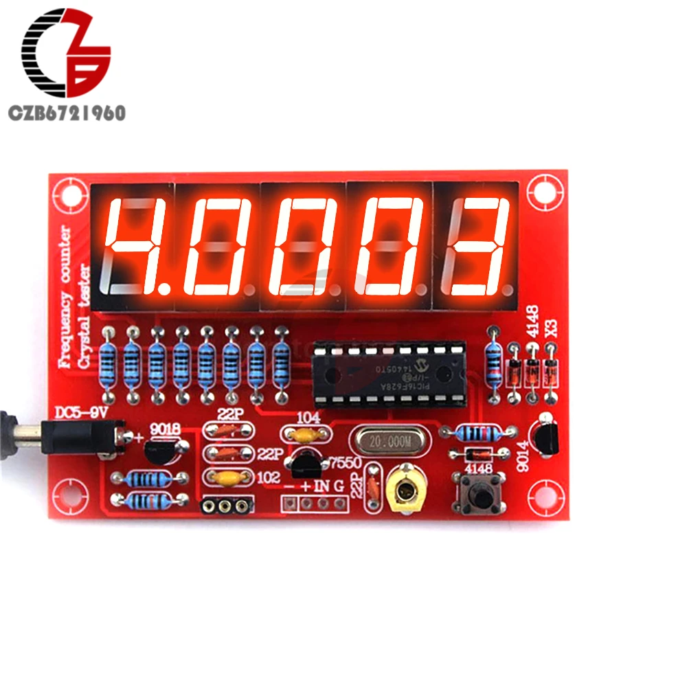 DIY Kits RF Crystal Oscillator Frequency Counter Meter 1Hz-50MHz Programmable Digital LED Crystal Tester Meter 5V Power Supply