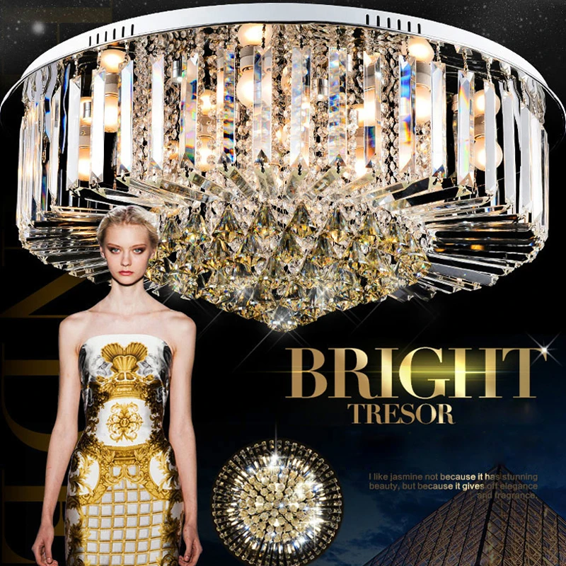 Round desgin Led ceiling light E14 Crystal ceiling light lustres de cristal abajur lamparas de techo for bedroom livingroom