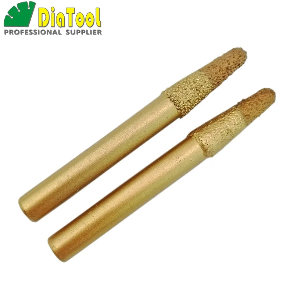 

DIATOOL 2PCS Vacuum Brazed Diamond Carving Bits, CNC Engraving Bits For Stone(10-6/30mm) Cone Type, Diamond Burrs