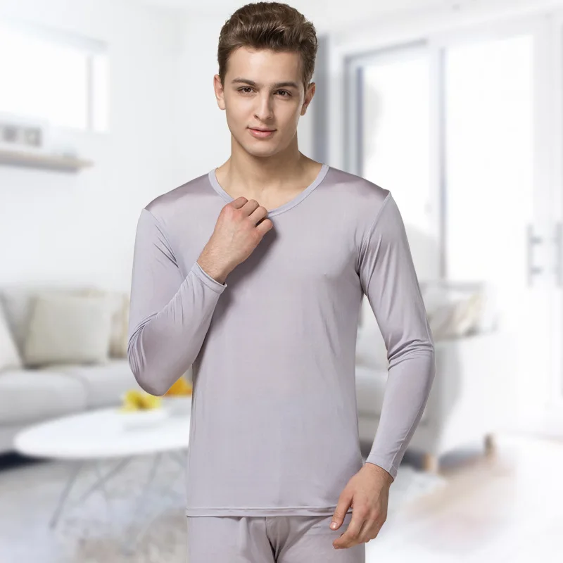 100% natural Silk long johns, Autumn And Winter, High-grade Silk, Breathable Thin Underwear, Warm Underwear, Men's Big Code.