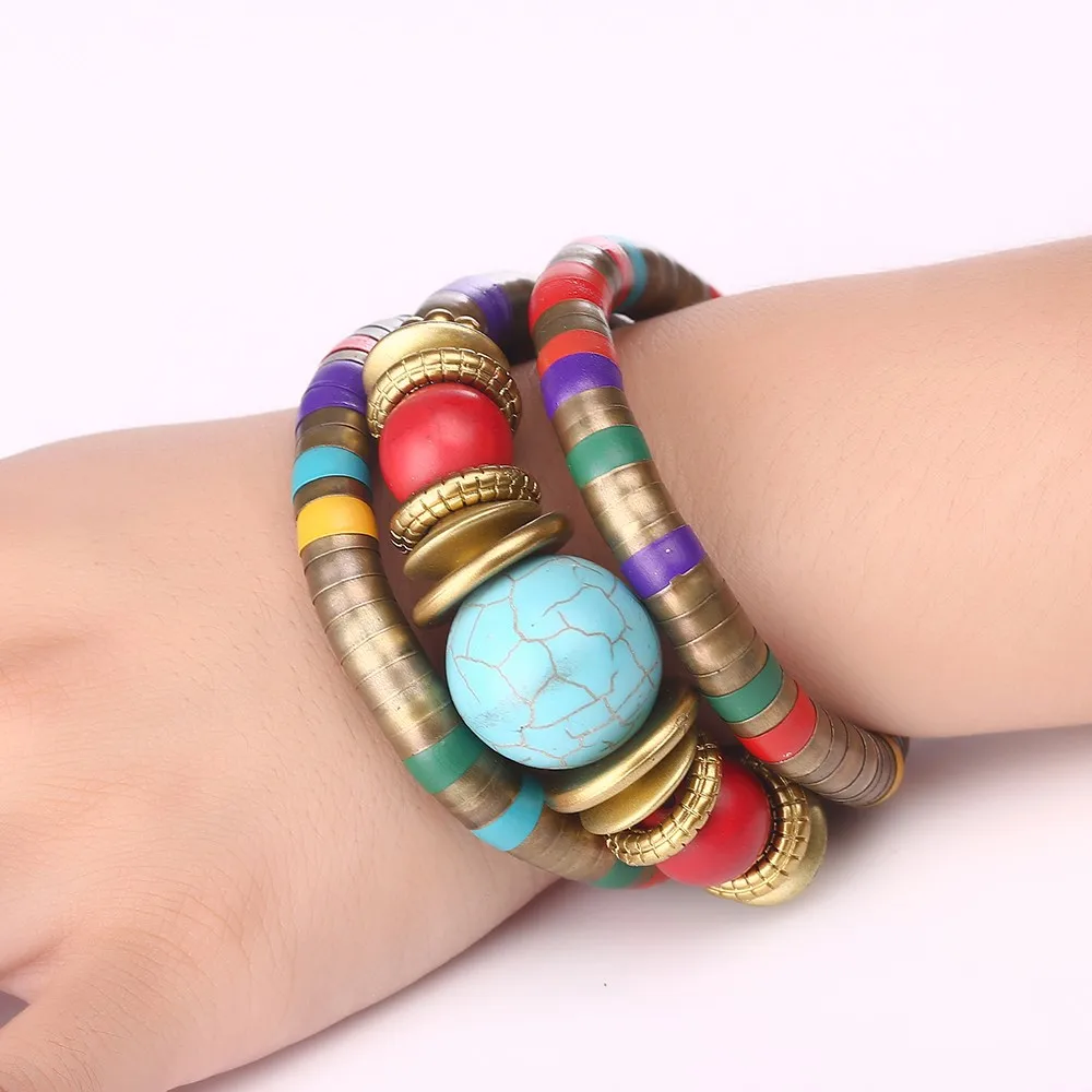 Vintage Boho Statement Bangle Bracelets Feminino Cuff Chain Nepal Retro Lava Stones Wristband Bracelet For Women Ethnic Jewelry