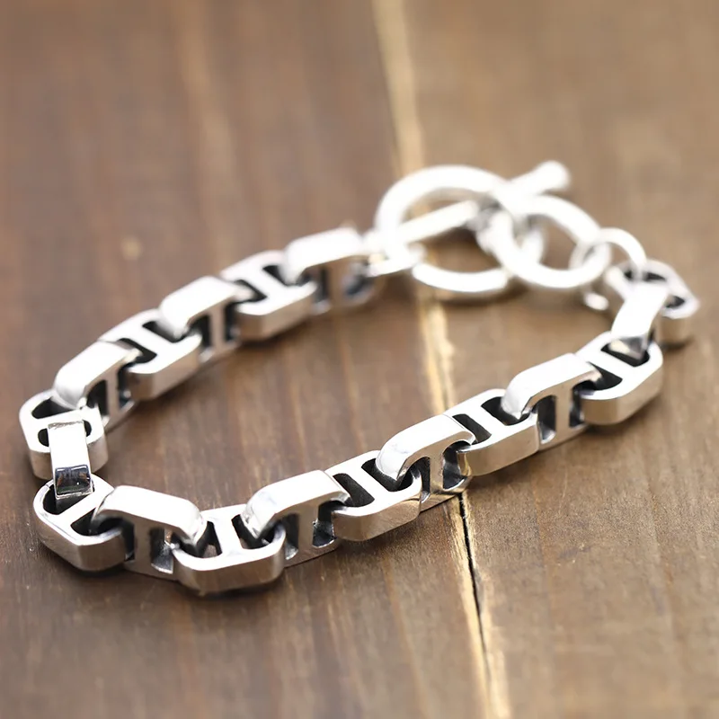

Retro Thai Silver Simple And Elegant Smooth Circle Men And Women Fashion Tide S925 Sterling Silver Bracelet Homme