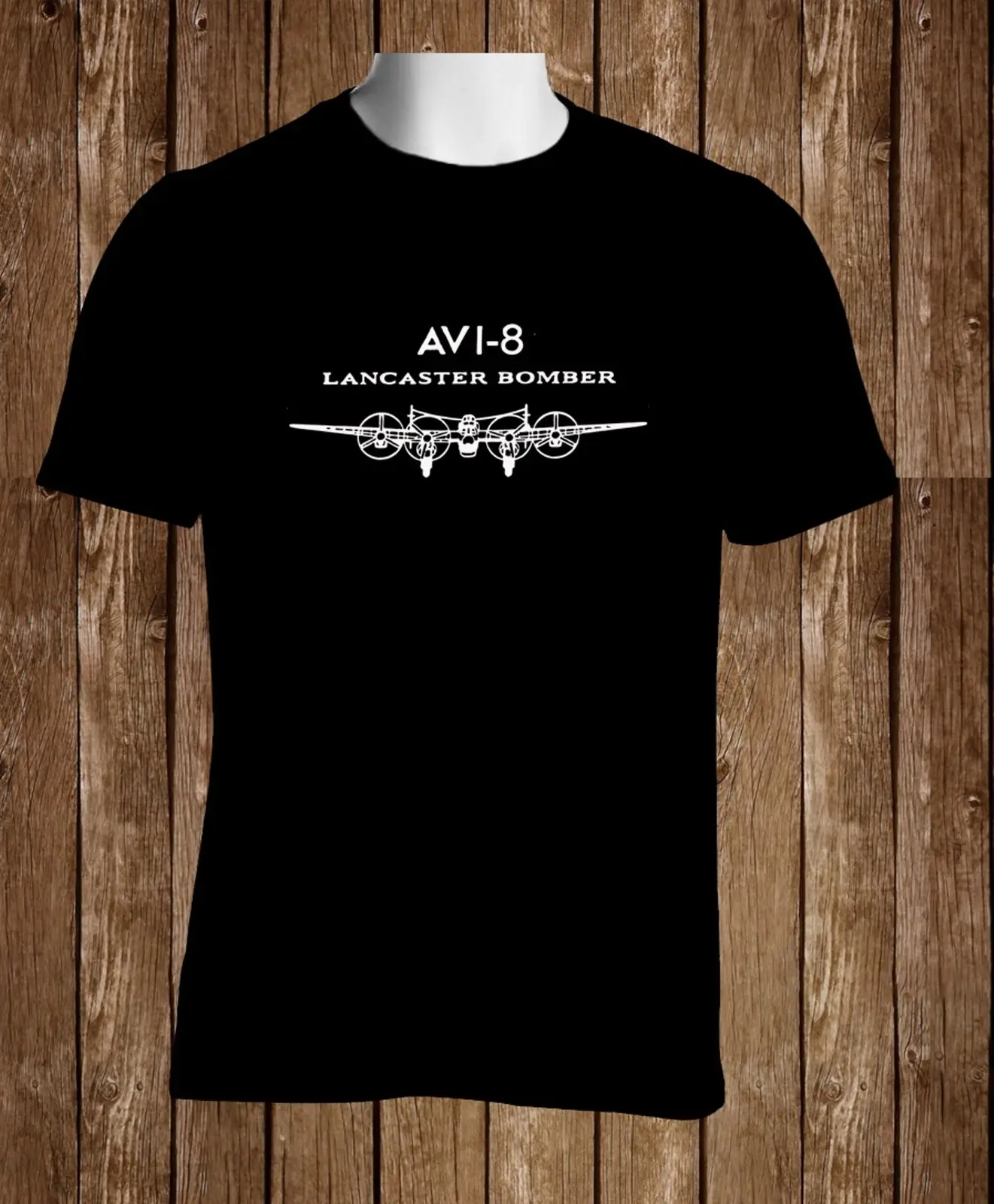 2019 Fashion Summer Style Black T-Shirt Avi 8 Lancaster Bomber Watches Men's Tshirt S to 3XL Tee shirt