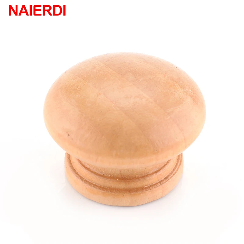 NAIERDI-Armário De Madeira Natural Puxa, Roupeiro Puxa, Armário Porta Knob, Pull Handle, Hardware Círculo Alças, 10pcs