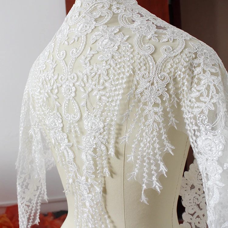 Mehrfarbig, ultrabreit, 60 cm, Pailletten, Stickerei, Spitzenbesatz, Brautschleier, Hochzeitskleid, Kleidung, Stoff, DIY-Bastelzubehör – Detail 19