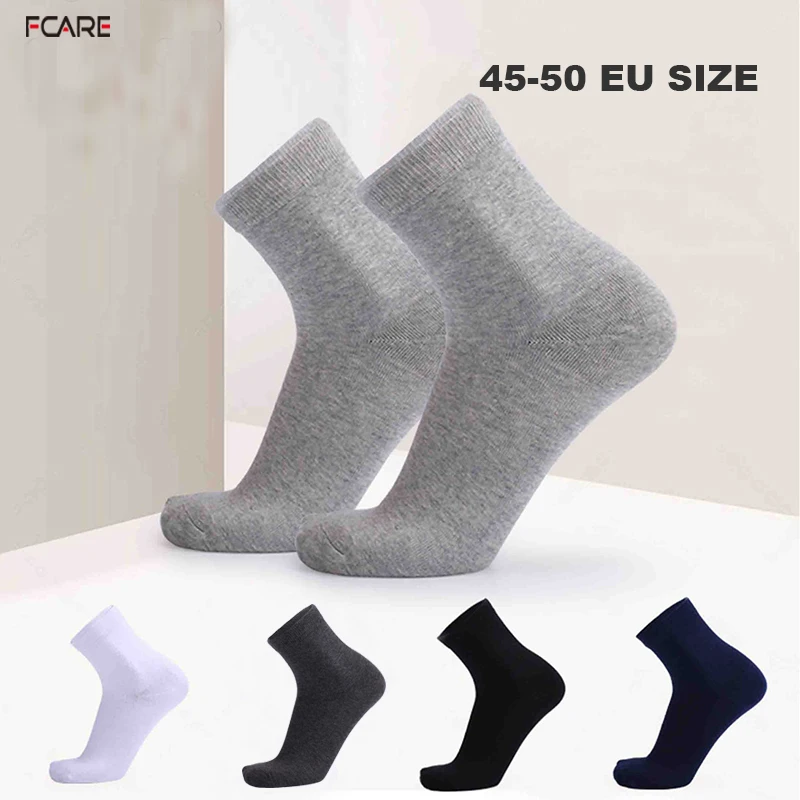 1 pair Men\'s socks solid color Sweat-absorbent breathable business plus size 45, 46, 47, 48, 49, 50 men\'s cotton  socks