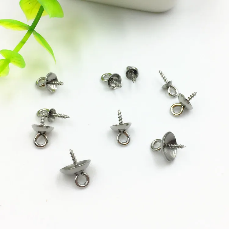 

100pcs 4/5/6/8mm 304 Stainless Steel Metal Pinch Bails for Half-driled Beads Necklace Bracelets Earrings Jewelry Findings DIY