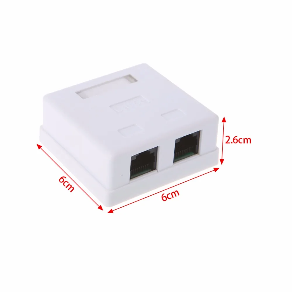 RJ45 Junction Box CAT5e Network Connector 2 Port Desktop Extension Cable Ethernet Box White