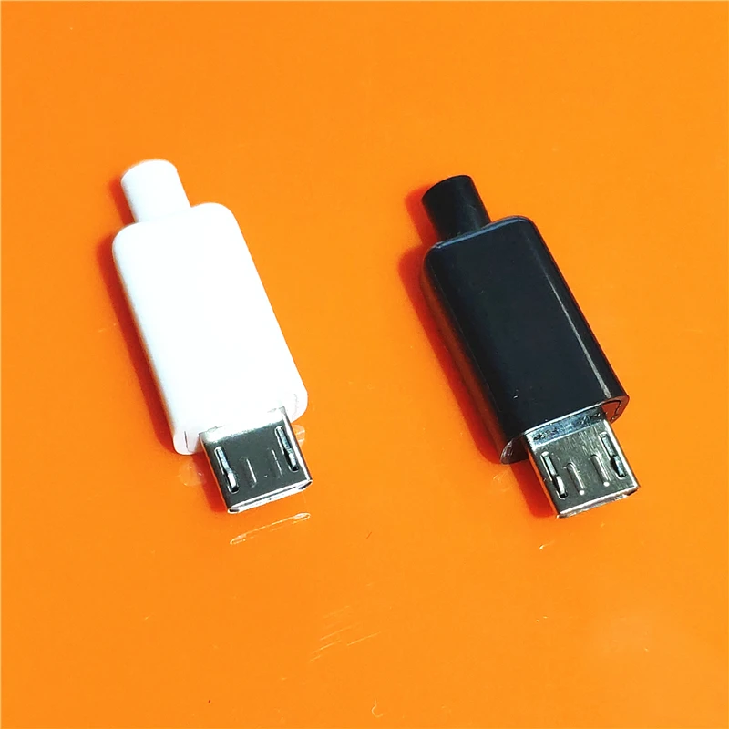 10 pçs/saco yt2153y micro usb 4pin conector macho plug branco/preto soldagem dados otg linha interface de dados diy cbale