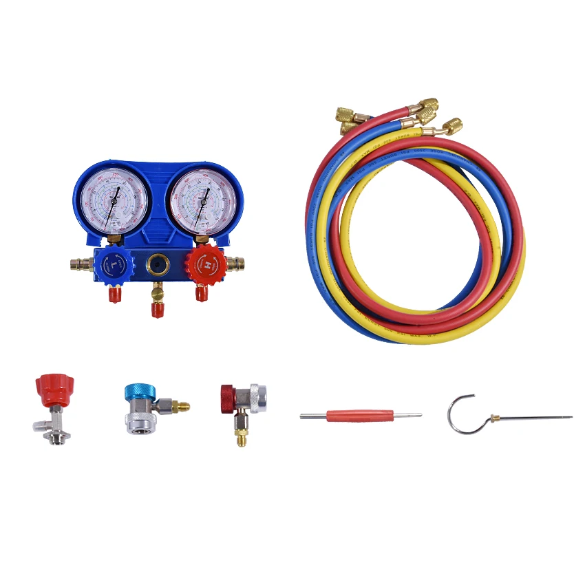 New PN-03TZ Air Conditioning  Fluoride Tools Set Snow Refrigerant Pressure Double Table Valve R134a air Conditioning Repair Tool