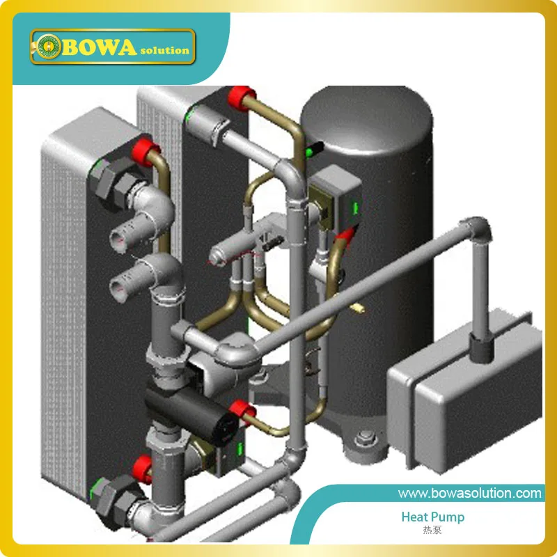 215000kcal condenser of heat pump water heater provides comprehensive turnkey solutions for 3x30HP trio-compressors assembly