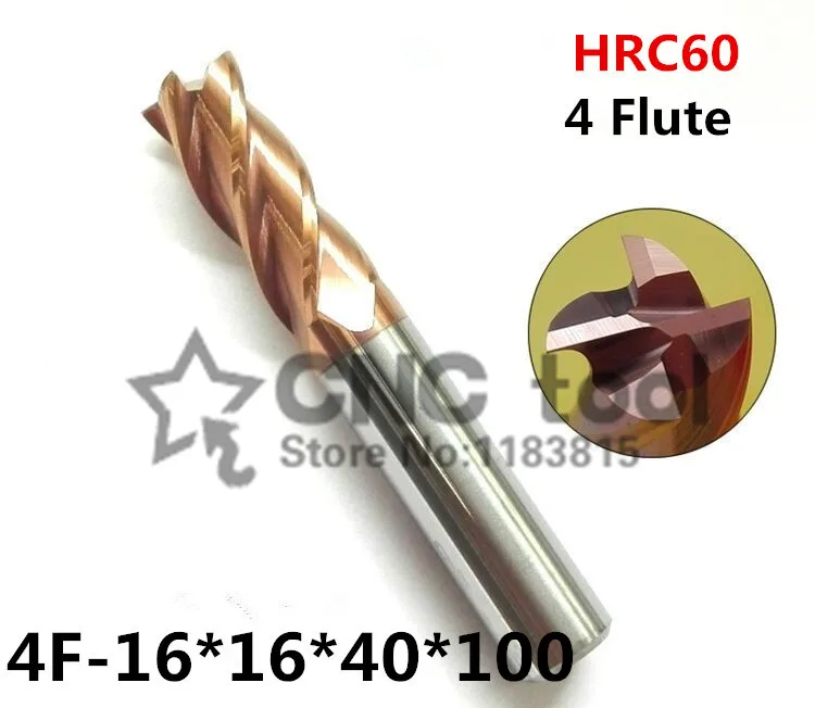 

4f-16,hrc60 Carbide End Mill Original Product Square Flatted 4 Flute Coating Factory Sale Cnc Machine Milling Cutter