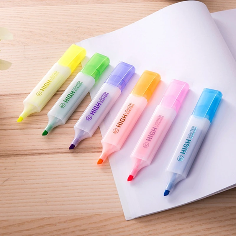 

Deli 6 Colors Fluorescent Highlighter Marker Student Paintbrush Writing Tool School Office Supply Stationery Note Book Mark Pen
