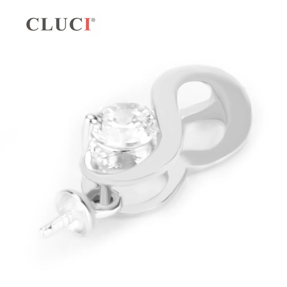 CLUCI 925 Sterling Silver Twist Women Charms Zircon Silver 925 Pearl Pendant Mounting Pendant Jewelry SP108SB