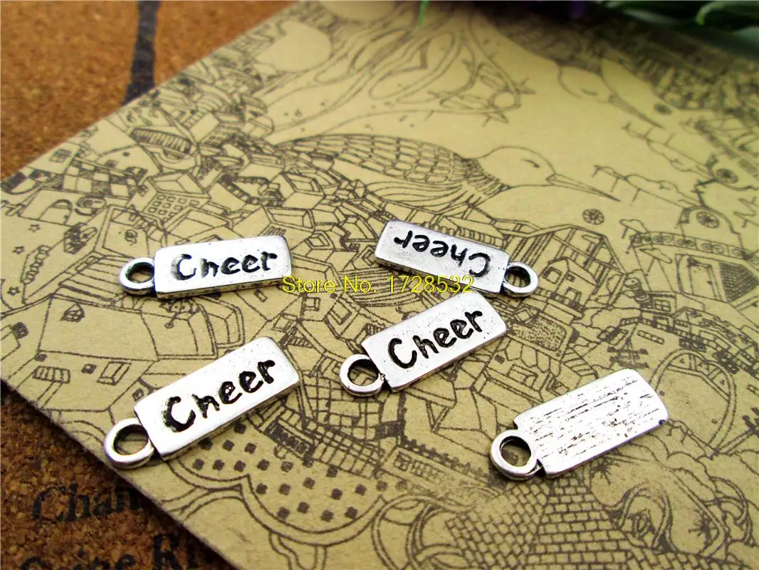 30pcs cheer Charms Antiqued Silver Tone cheer  charm pendants 17x18mm