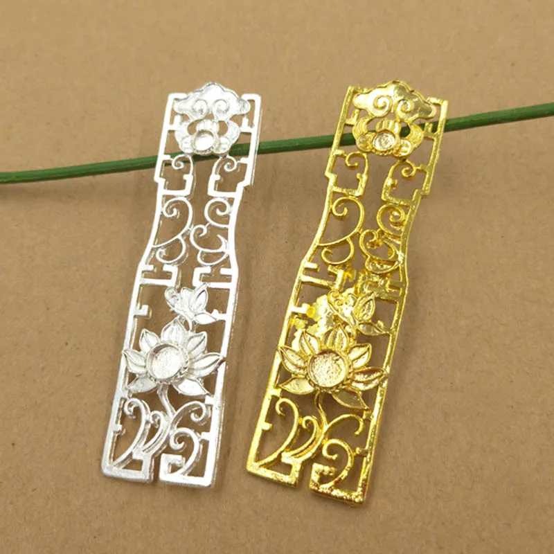 

Retro Metal Filigree Flower Rectangle Charms Embellishments Stamping Pendant DIY Jewelry making Accessories