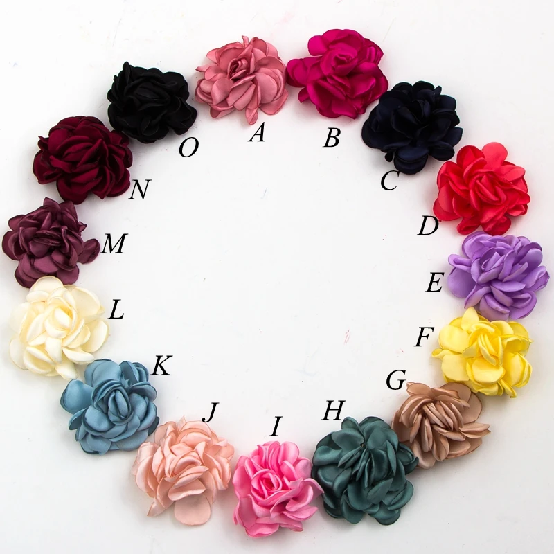 120pcs/lot 6cm 14colors Hair Clips Burn Eage Hair Rose Flowers For Kids Accessories Artificial Fabric Flowers For Headbands DIY