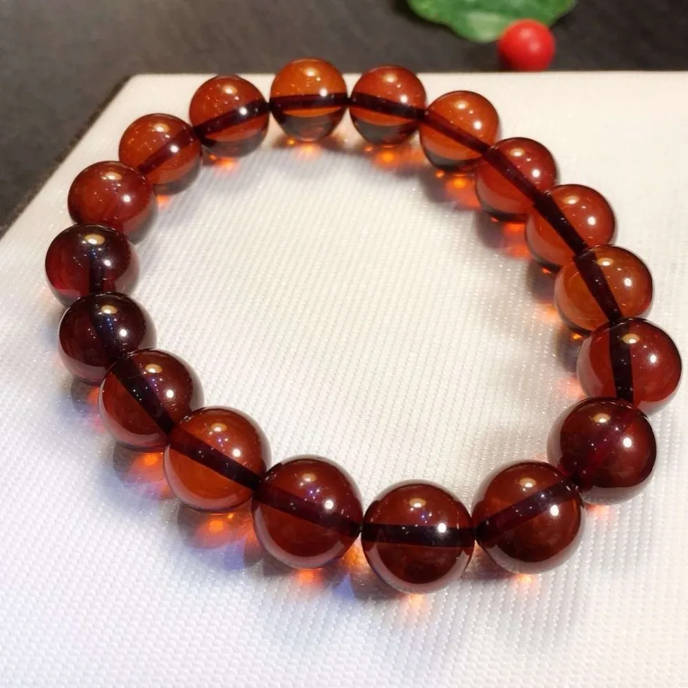 10mm Natural Blood Red Amber Bracelet For Women Men Healing Luck Crystal Round Beads Reiki Stone Stretch Gemstone Strands AAAAA