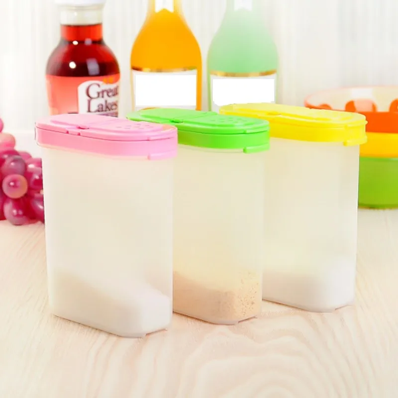 3 Color 250ml Plastic Food Seasoning Container Kitchen Spice Boxes Jar Double Lid Cereal Condiment Bean Storage Bottle Container