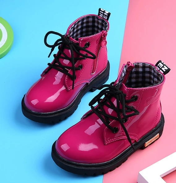 2020 New Children Shoes PU Leather Waterproof Leather Boots Kids Leather Shoes Brand Girls Boys Rubber Boots Fashion Sneakers