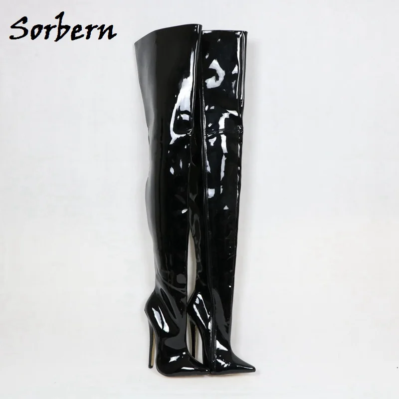 Sorbern Sexy Fetish Boots Women Long Crossdresser Boot Thigh High Unisex Custom Leg Size 18Cm 12Cm High Heel Stilettos Shoes