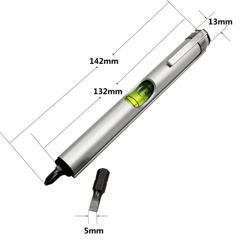 Pocket Screwdriver 2 IN 1 Pen Style Magnetic Screw Driver with Level Bubble Easy To Read Good Gifts 5mm Slotted & Phillips Head