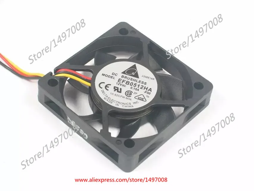 

Delta Electronics EFB0512HA F00 DC 12V 0.15A 50x50x10mm Server Cooling Fan