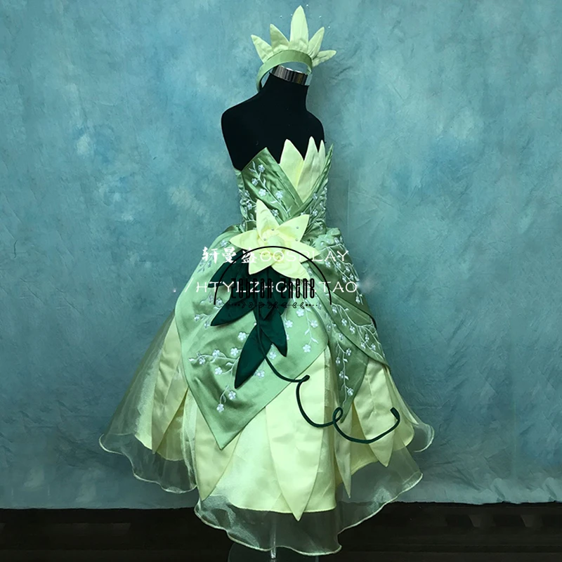 Tiana Cosplay Costume For Children Girls Kids Halloween Costume Dress Custom Made