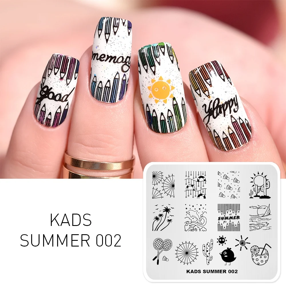 KADS Dolphin & Beach Design Stamping Plates Nail For Nail Art Image Stamp Stamping Stainless Steel DIY Template Print Nails