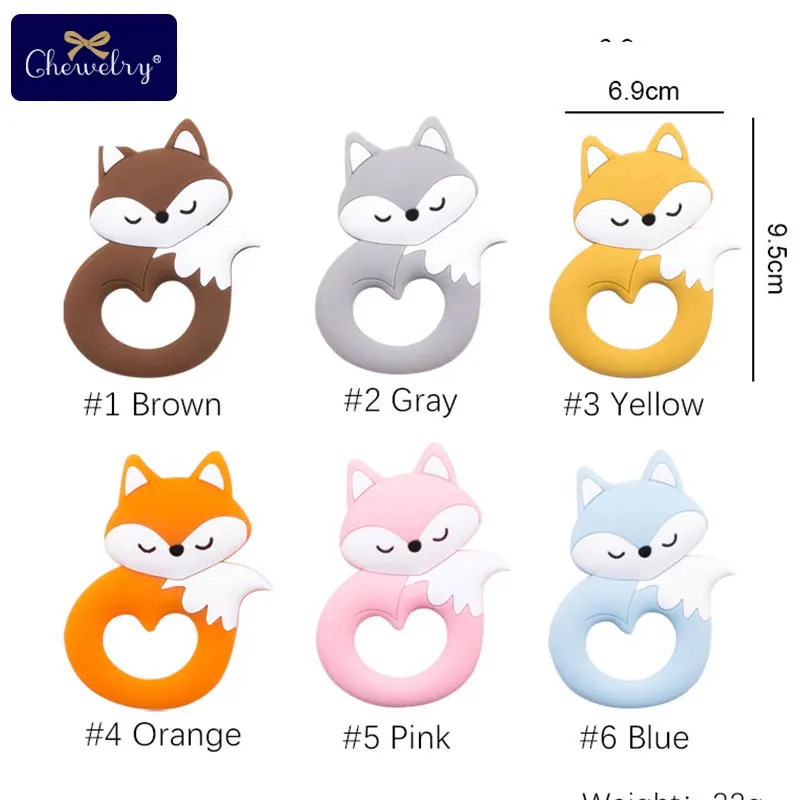 1pcs Baby Silicone Teether Rodent Silicone Fox Pendant Baby Teether Rodent BPA Free Silicone Beads Chew Biter Children Goods Toy