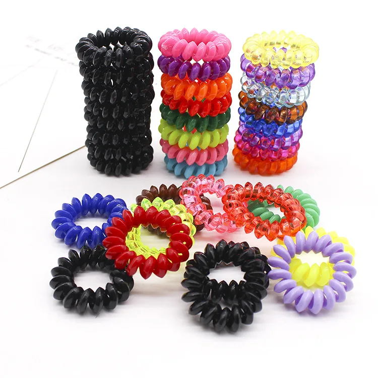 8 Pcs Hot Sale 4 Cm Kualitas Tinggi Rambut Scrunchie Transparan Telepon Kawat Elastis Hai... untuk Anak-anak Kecil