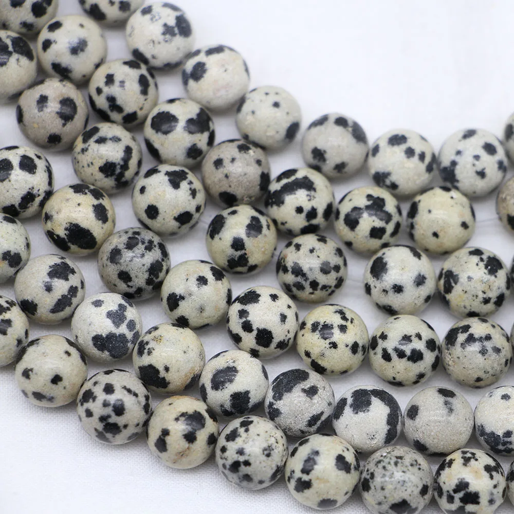 1strand/lot Natural Stone Dalmation Spotted Beads 4/6/8/10/12mm Round Loose Spacer Bead For DIY Bracelet Jewelry Making Findings