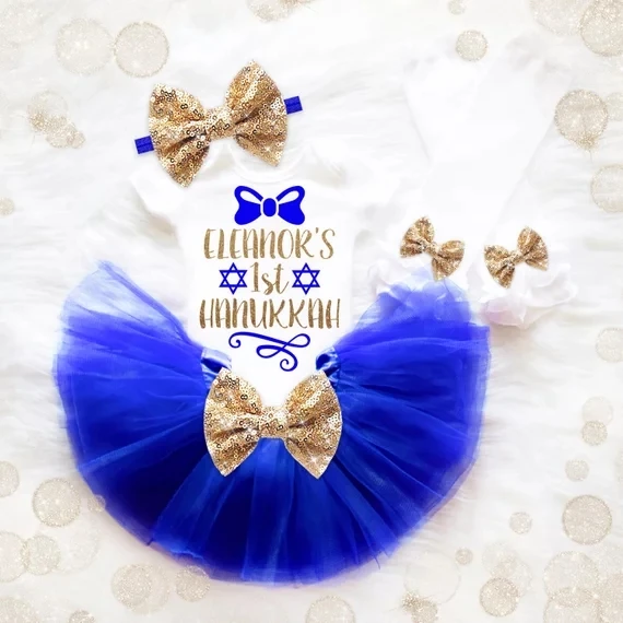 personalize Hanukkah Tutu Outfits  Birthday Outfits, kids bodysuit onepiece Tutu t shirt legwarmers toodles Outfit set