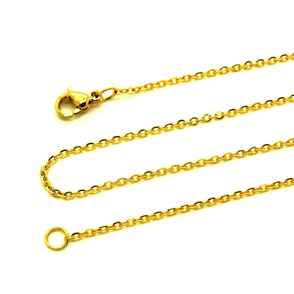 High Quality Plated Gold Necklace Stainless Steel 1 mm 10\'\'-36\'\' Inches Women Fashion Jewelry Link Rolo Chain Necklace