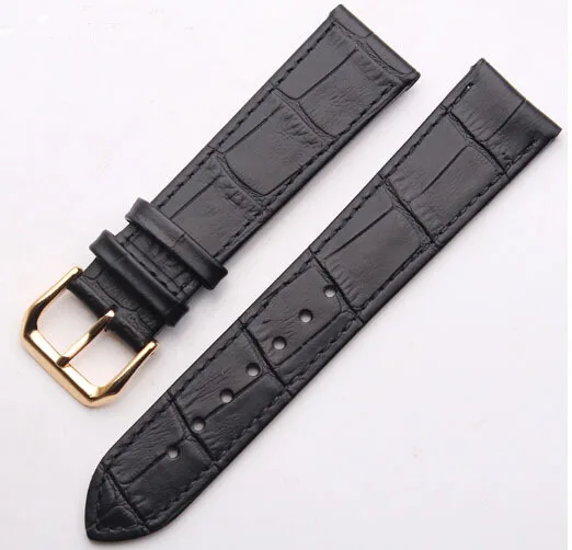 

16mm 18mm 19mm 20mm Mens Womens Black Brown Watch Strap Band Black Brown Leather Gold Stainless Steel Buckle