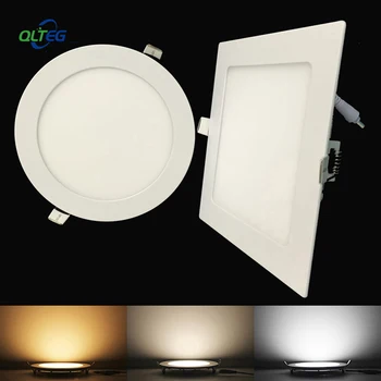 Ultra Thin LED Downlight 3W 6W 9W 12W15W 18W รอบ/สแควร์ LED เพดานไฟ AC85-265V LED แผงหรี่แสงได้โคมไฟ