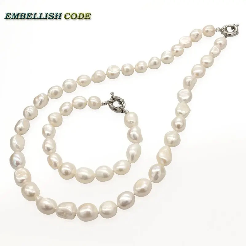 selling well wonderful baroque Irregular natural cultured white pearls choker necklace bracelet set for girl women fine jewelry