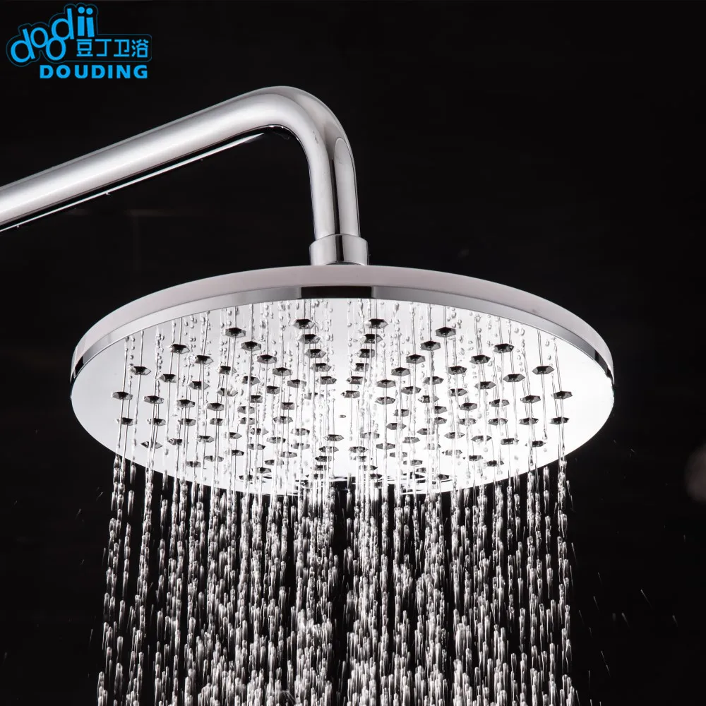 DooDii Shower head 21cm Bathroom Accessories Overhead Shower Panel 9 inch Ultrathin ABS Plastic Rainfall   Round Chrome Finish