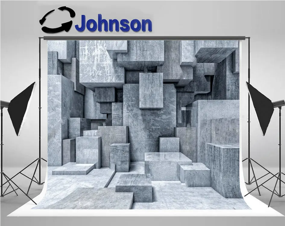 

3d wall Cube Grey Concrete Abstract Rendering backgrounds High quality Computer print party backdrop