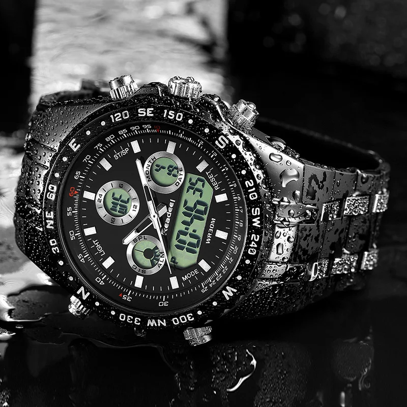 Orologi Led sportivi Degli Uomini Impermeabile Militare Orologio Al Quarzo Digitale di Allarme Cronometro Dual Time Zone Brand New relógios