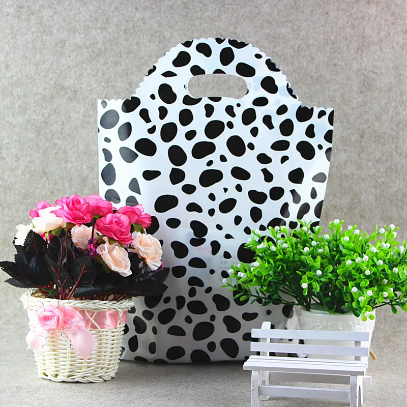 50pcs/lot 40x35cm black White wave point Gift tote packaging bag with hand loop, handbag, packing for gift garment, shopping bag