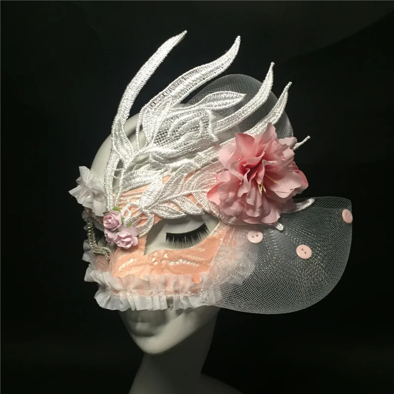 

Adult Customize Cosplay Masks Girls Princess Personalities Exaggerated Star Singer Costume Stage Flower Mask Model Use B-9475
