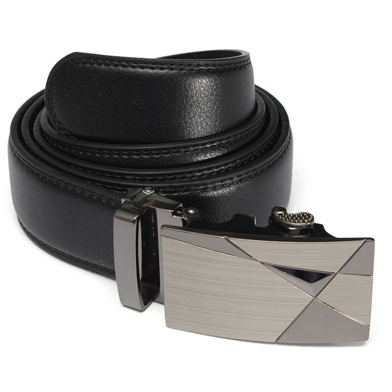 Ceinture en simili cuir pour hommes, de haute qualité, couleur unie, avec boucle automatique, décontractée, pour les affaires