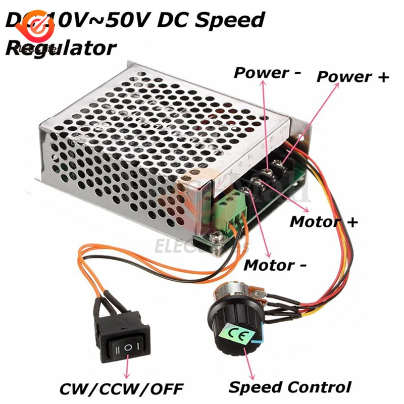 DC 10-50V 40A PWM Speed Controller DC Motor Digital Display 0~100% Adjustable Drive Module Input MAX60A 12V 24V 48V