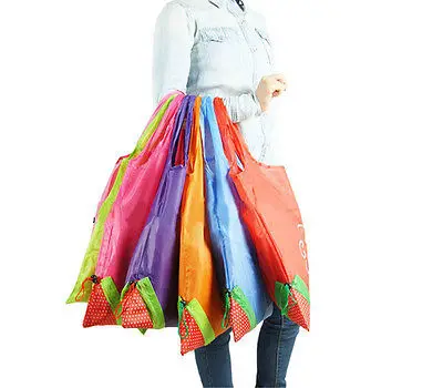 Large Strawberry Eco Shopping Travel Tote Bag Folding Reusable Grocery Nylon Bag