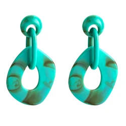 FishSheep Bohemian Geometric Acrylic Drop Earrings for Women Boho Resin Round Circle Dangle Hanging Earrings Party Jewelry Gift
