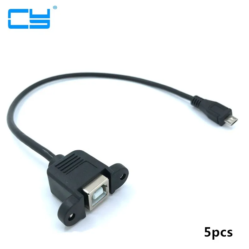 30cm 50cm USB 2.0 Micro-USB 5pin Micro USB 2.0 Male to USB 2.0 B Type Female Connector Cable Panel Mount Hole