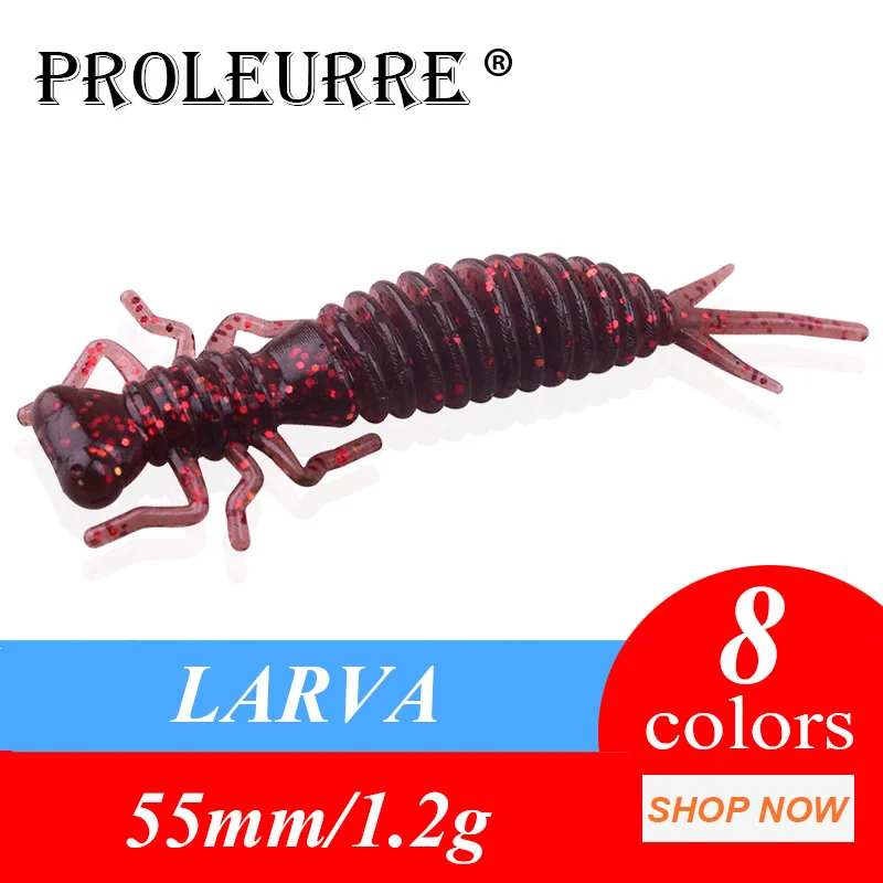 

10pcs/lot Soft Worms Fishing Lures 55mm 1.2g Larva Soft Lures Artificial Silicone Bass Pike Fishing Wobbler Jigging Plastic Bait